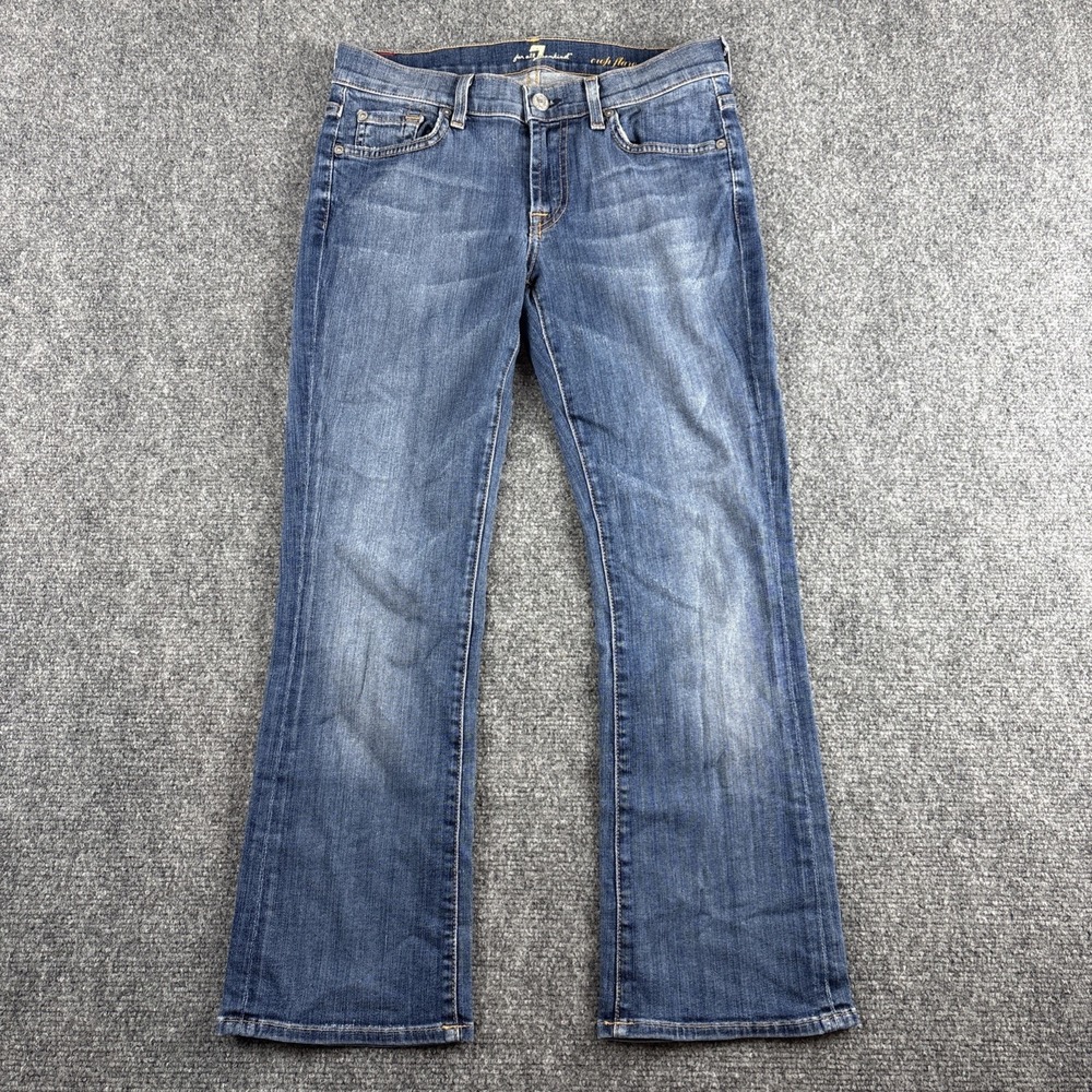 7 For All Mankind Crop Flare Jeans Medium Wash Size 27 Made in USA